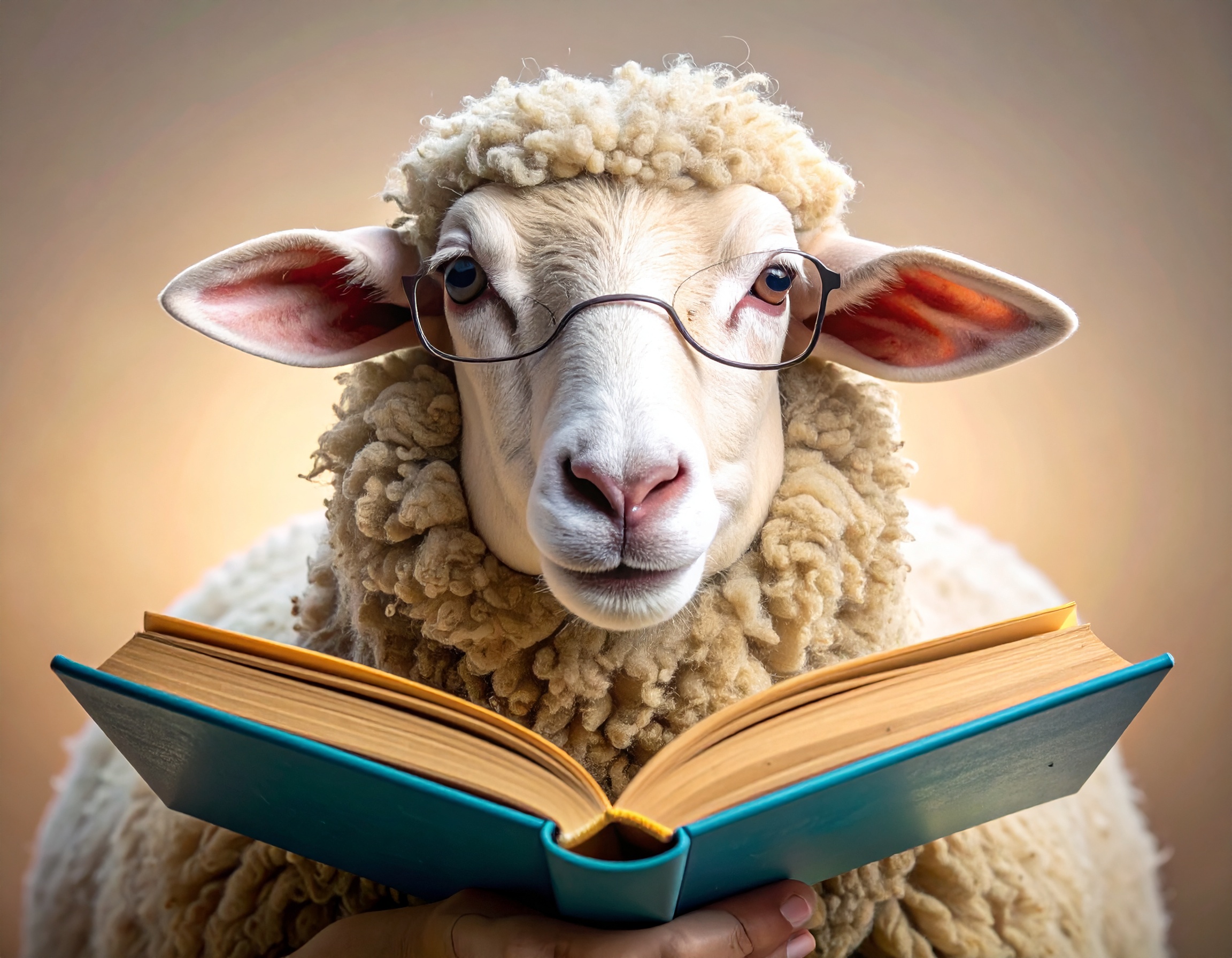 mouton qui lit un livre il porte des lunettes
