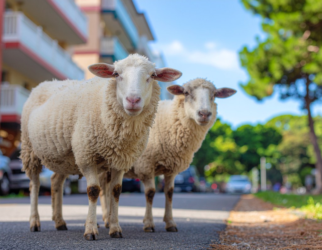 les deux moutons vont décider d'aller à la mer