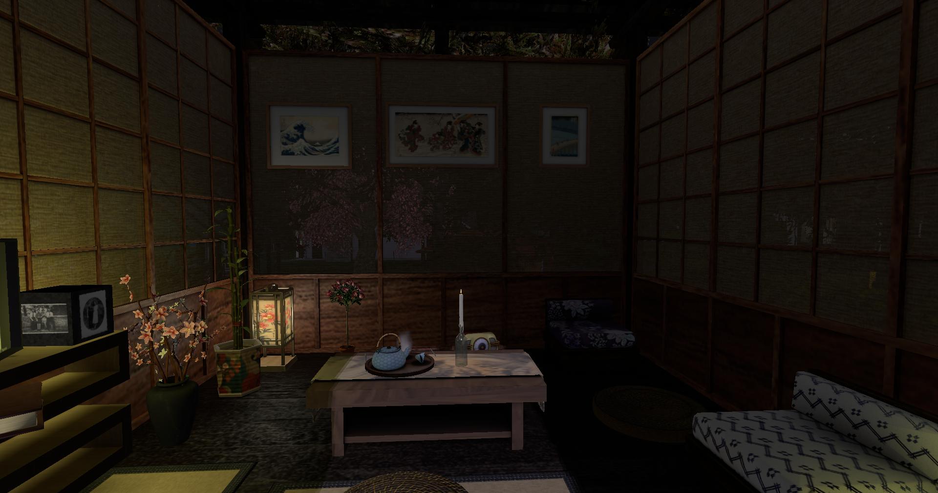 0 / Second Life / Poem on a table in a Zen Garden